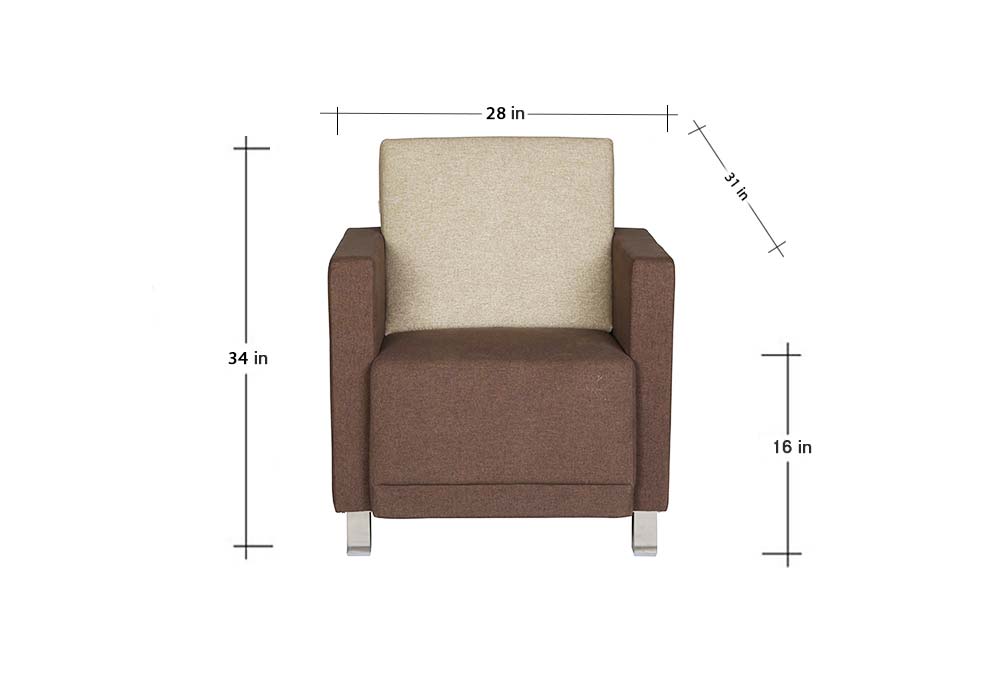 Flora Single Seater Sofa Combination Of Beige Dark Brown Diamension 